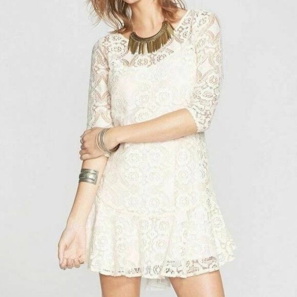 Free People Walking to the Sun Cream Lace Dress - Picture 1 of 7
